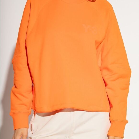 Y-3 Logo Crewneck Crop Sweatshirt in Yellowish Orange XS - Picture 5 of 10